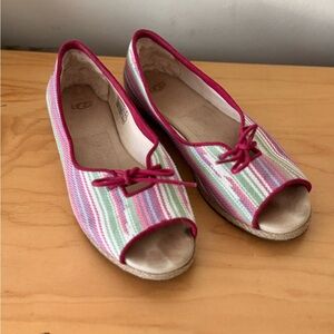 UGG Women's Pink and Green Striped Espadrilles